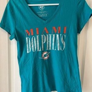 47 Brand Miami Dolphins Teal V-Neck Shirt
